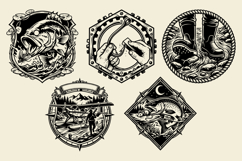Fly Fishing Emblem Vector Bundle: 10 High-Contrast Badges Product Image 2