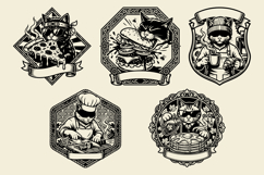 Edgy Foodie Cat Streetwear Vector Bundle: 10 Badge Graphics Product Image 2