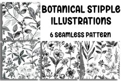 Botanical Stipple Illustrations Seamless Pattern Product Image 1
