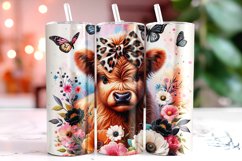 Highland Cow Florals 20oz Tumbler Wrap Sublimation Product Image 1
