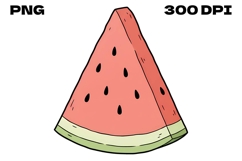 Hand-Drawn Watermelon Slice - Whimsical Summer Fruit Clipart Product Image 1