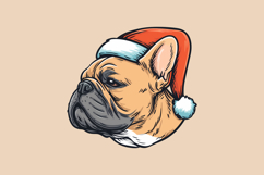 Christmas Frenchie Head Vector PNG Clipart Product Image 3