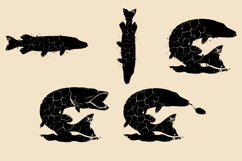Distressed Northern Pike Silhouette Vector Bundle Product Image 3