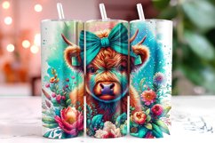 Highland Cow Florals 20oz Tumbler Wrap Sublimation Product Image 1