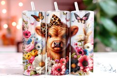 Highland Cow Florals 20oz Tumbler Wrap Sublimation Product Image 1