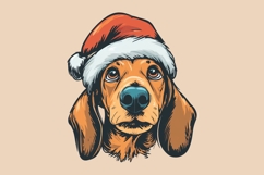Christmas Dachshund Head Vector PNG Clipart Product Image 2