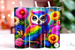 Colorful Owl Tumbler Wrap Sublimation, 20oz Tumbler Wrap Product Image 1