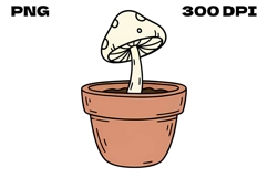 Potted Mushroom Doodle - Hand-Drawn Cottagecore Fungi Product Image 1