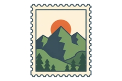 Vintage Postage Stamp Mountain Product Image 1