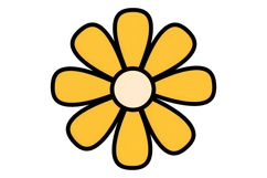 Retro Groovy Daisy Flower 1960s Hippie Power Floral Clipart Product Image 1