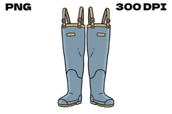Rubber Fishing Waders - Hand-Drawn Tall Waterproof Boot Product Image 1