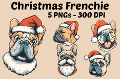 Christmas Frenchie Head Vector PNG Clipart Product Image 1
