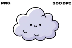 Happy Cloud Doodle - Hand-Drawn Kawaii Weather Clipart Product Image 1
