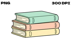 Cozy Stack of Books Doodle - Hand-Drawn Bookworm Clipart Product Image 1