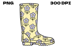 Patterned Rain Boot Doodle - Hand-Drawn Spring Weather Product Image 1