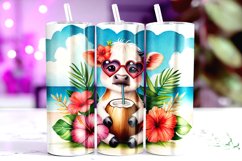 Cute Cow on the Beach Tumbler Wrap Sublimation Product Image 1