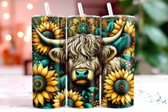Highland Cow Sunflowers 20oz Tumbler Wrap Sublimation Product Image 1