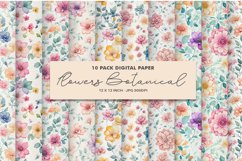 Digital Paper Floral Watercolor Seamless Pattern Product Image 1