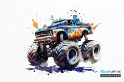 Watercolor Monster Truck png clipart Product Image 1