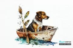 Dog Fishing Watercolor png clipart Product Image 1