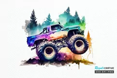 Watercolor Monster Truck png clipart Product Image 1