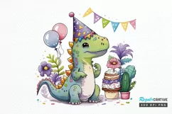 Watercolor Cute Dinosaurs Party png clipart Product Image 1
