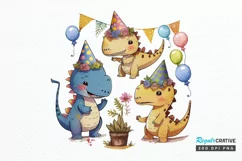 Watercolor Cute Dinosaurs Party png clipart Product Image 1