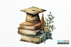 Watercolor Vintage Graduation png clipart Product Image 1