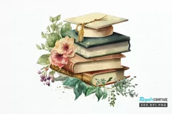 Watercolor Vintage Graduation png clipart Product Image 1