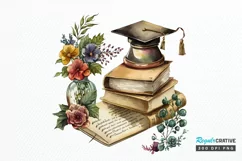 Watercolor Vintage Graduation png clipart Product Image 1
