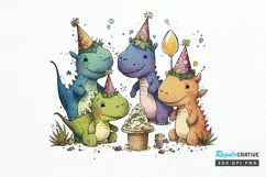 Watercolor Cute Dinosaurs Party png clipart Product Image 1
