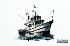 Retro Fishing Boat Clipart png clipart Product Image 1