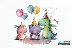 Watercolor Cute Dinosaurs Party png clipart Product Image 1