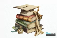 Watercolor Vintage Graduation png clipart Product Image 1