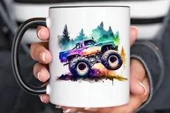 Watercolor Monster Truck png clipart Product Image 2