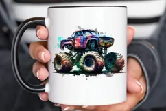 Watercolor Monster Truck png clipart Product Image 2