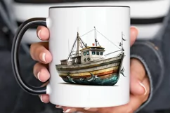 Retro Fishing Boat Clipart png clipart Product Image 2