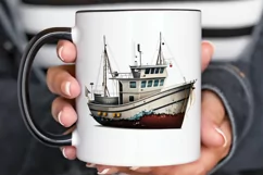 Retro Fishing Boat Clipart png clipart Product Image 2