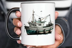 Retro Fishing Boat Clipart png clipart Product Image 2