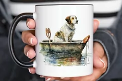 Dog Fishing Watercolor png clipart Product Image 2