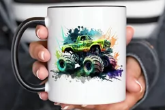 Watercolor Monster Truck png clipart Product Image 2