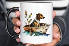 Dog Fishing Watercolor png clipart Product Image 2