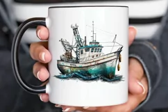 Retro Fishing Boat Clipart png clipart Product Image 2