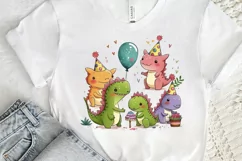 Watercolor Cute Dinosaurs Party png clipart Product Image 3