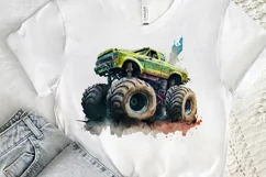 Watercolor Monster Truck png clipart Product Image 3
