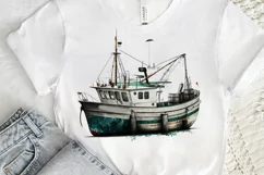 Retro Fishing Boat Clipart png clipart Product Image 3