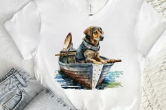 Dog Fishing Watercolor png clipart Product Image 3