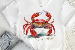 Watercolor Cute Baby Red Crab png clipart Product Image 3