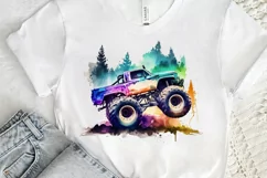 Watercolor Monster Truck png clipart Product Image 3