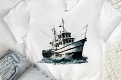 Retro Fishing Boat Clipart png clipart Product Image 3